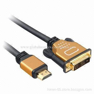 HDMI to DVI Cable With 24k Gold-plated Connector, Supports HDMI 19-pin Male